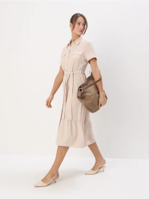 Mohito - Koszulowa sukienka midi - beżowy