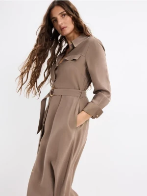 Mohito - Koszulowa sukienka midi - brązowy