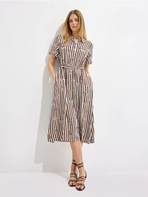 Mohito - Koszulowa sukienka midi - ciemnobrązowy