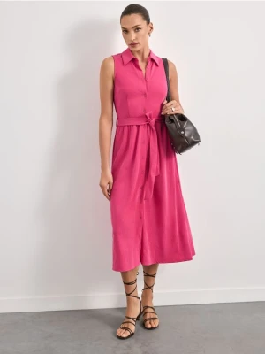 Mohito - Koszulowa sukienka midi - fuksjowy