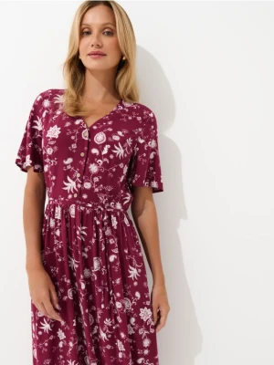 Mohito - Koszulowa sukienka midi - kasztanowy