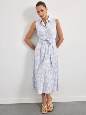 Mohito - Koszulowa sukienka midi z haftem - fioletowy