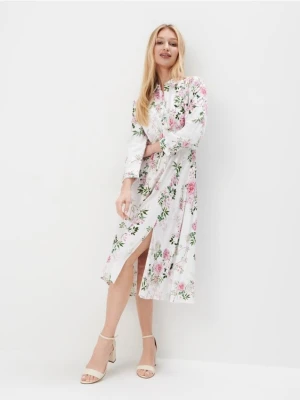 Mohito - Koszulowa sukienka midi z wiskozy - biały