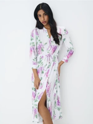Mohito - Koszulowa sukienka midi z wiskozy - biały