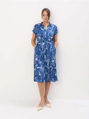 Zdjęcie produktu Mohito - Koszulowa sukienka midi z wiskozy - granatowy