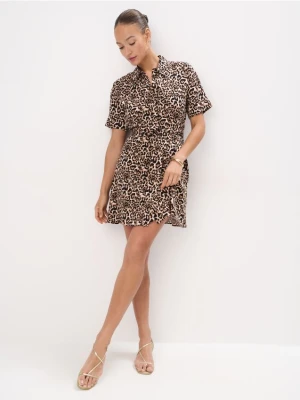 Mohito - Koszulowa sukienka mini w panterkę - czarny