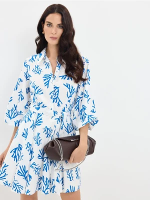 Mohito - Koszulowa sukienka mini z lyocellem - błękitny