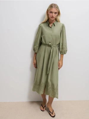 Mohito - Koszulowa zielona sukienka maxi - khaki