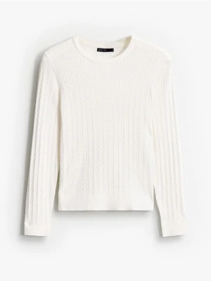 Mohito - Kremowy sweter basic z wiskozą - kremowy