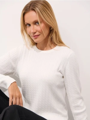 Mohito - Kremowy sweter basic z wiskozą - kremowy