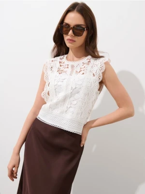 Mohito - Krótka biała bluzka z wiskozą - biały