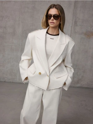 Mohito - Krótka kremowa marynarka oversize - kremowy