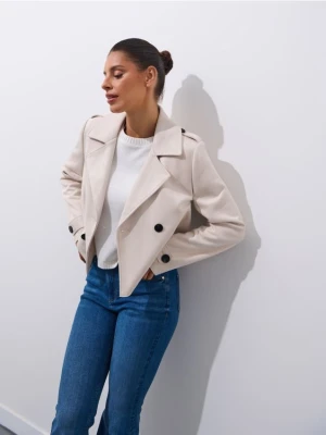 Mohito - Krótki kremowy trencz - kremowy