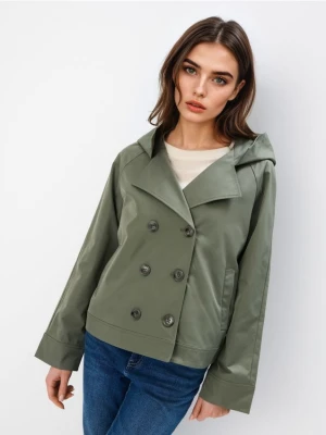 Mohito - Krótki trencz z kapturem - khaki