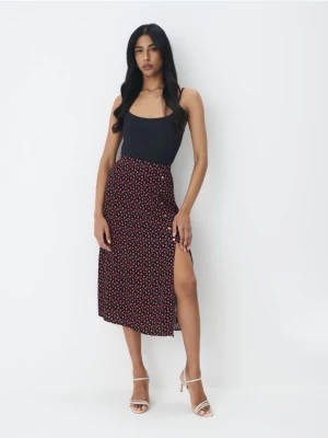 Mohito - Kwiatowa spódnica midi z wiskozy - czerwony