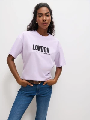 Mohito - Liliowy t-shirt z nadrukiem - lawendowy