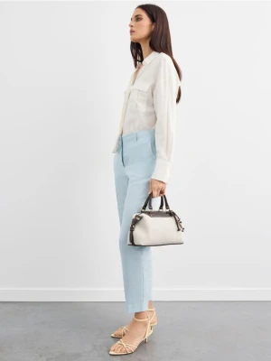 Mohito - Lniane spodnie cygaretki - błękitny