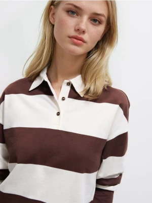 Mohito - Longsleeve z kołnierzykiem polo - kremowy