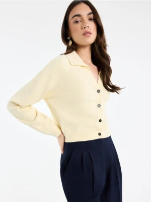 Mohito - Masełkowy kardigan z kołnierzykiem polo - żółty