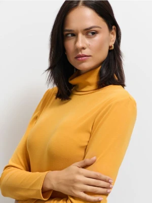 Mohito - Musztardowa bluzka z golfem - bursztynowy