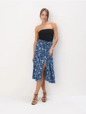 Mohito - Niebieska spódnica midi z wiskozy - granatowy