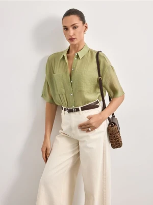 Mohito - Oliwkowa koszula z krótkim rękawem - oliwkowy