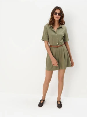 Mohito - Oliwkowy kombinezon z paskiem - zielony