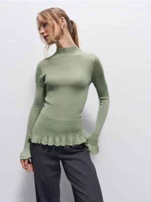 Mohito - Oliwkowy sweter z baskinką - zielony