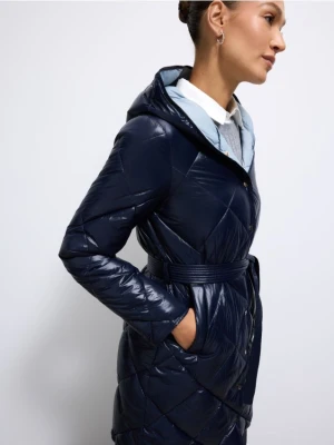 Mohito - Pikowany granatowy płaszcz - granatowy