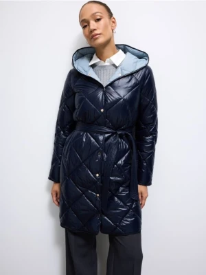 Mohito - Pikowany granatowy płaszcz - granatowy