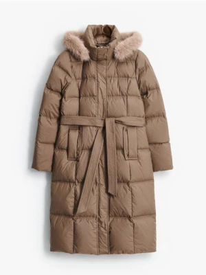 Mohito - Pikowany płaszcz z naturalnym puchem - beżowy