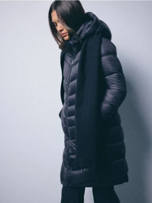 Mohito - Pikowany płaszcz z naturalnym puchem - czarny