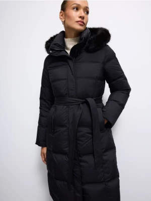 Mohito - Pikowany płaszcz z naturalnym puchem - czarny