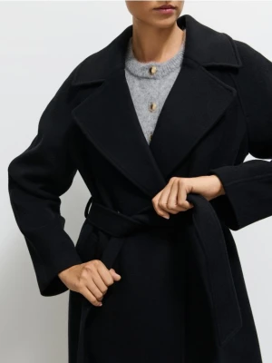 Mohito - Płaszcz z wełną i domieszką kaszmiru - czarny