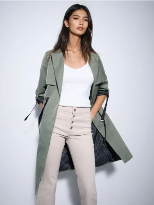 Mohito - Płaszcz z wiązaniem - khaki