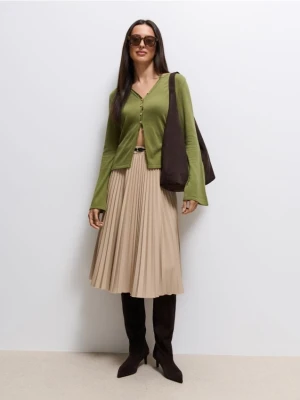 Mohito - Plisowana beżowa spódnica midi - beżowy