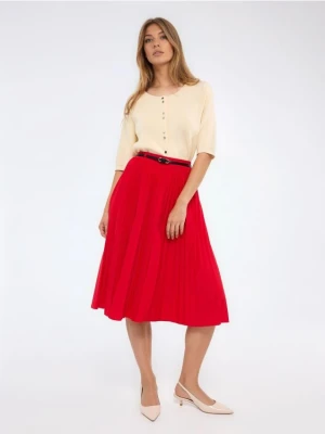 Mohito - Plisowana czerwona spódnica midi - czerwony