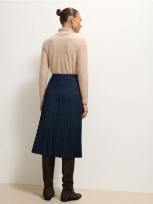 Mohito - Plisowana granatowa spódnica midi - granatowy