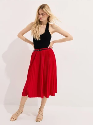Mohito - Plisowana spódnica midi - czerwony