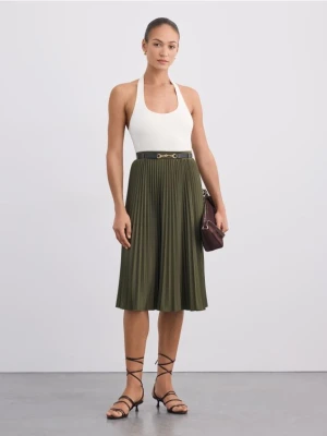 Mohito - Plisowana spódnica midi - khaki