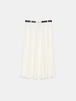 Mohito - Plisowana spódnica midi - kremowy