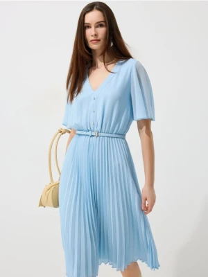 Mohito - Plisowana sukienka midi - błękitny