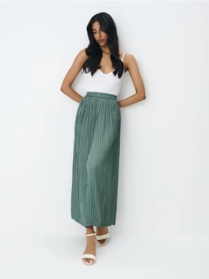Mohito - Plisowana zielona spódnica maxi - ciemny zielony