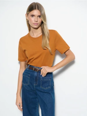 Mohito - Pomarańczowy t-shirt z merceryzowanej bawełny - pomarańczowy