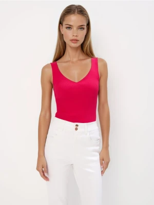 Mohito - Prążkowany fuksjowy top - fuksjowy