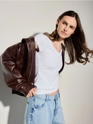 Mohito - Prążkowany t-shirt - biały