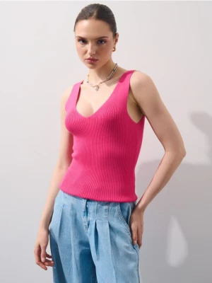Mohito - Prążkowany top - różowy