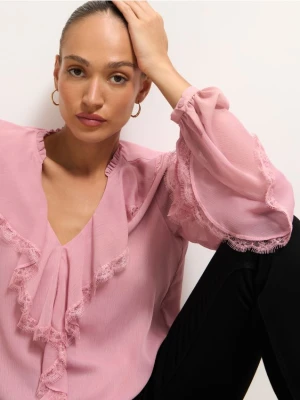 Mohito - Różowa bluzka z falbanami - różowy