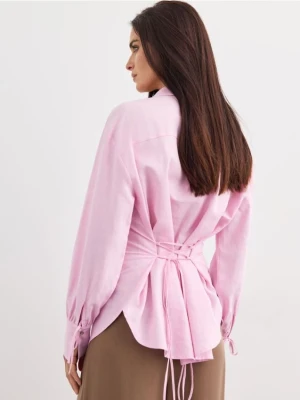 Mohito - Różowa koszula z lnu i wiskozy - pastelowy różowy