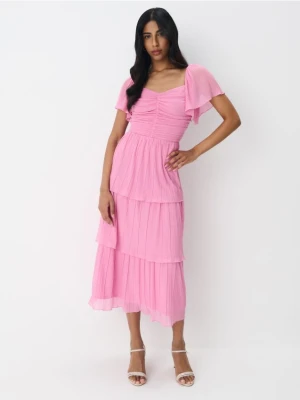 Mohito - Różowa sukienka midi o kroju litery A - różowy